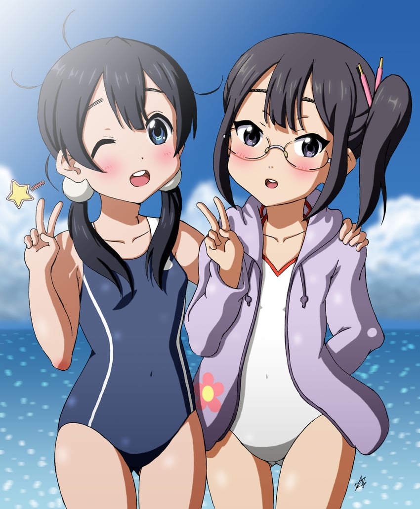 kitashirakawa tamako and asagiri shiori (tamako market) drawn by vzmk2