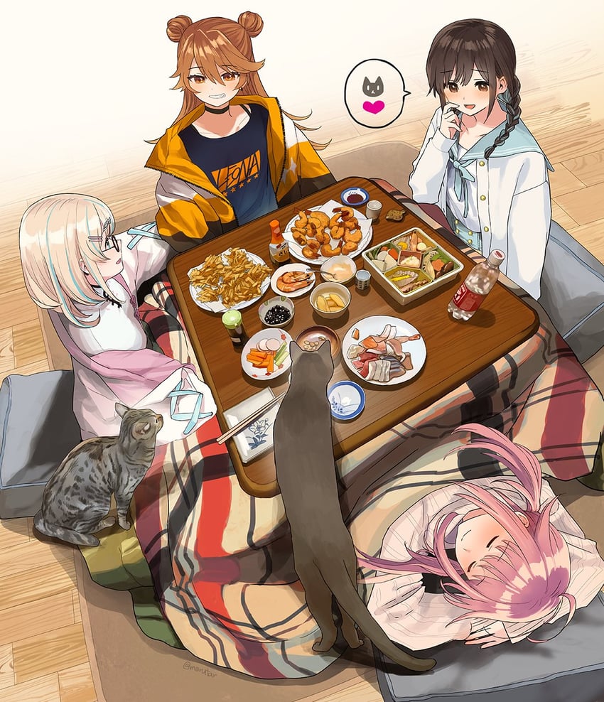 shishigami leona, hanabasami kyou, mizugame mia, and yumekawa kanau (re:act) drawn by morifumi