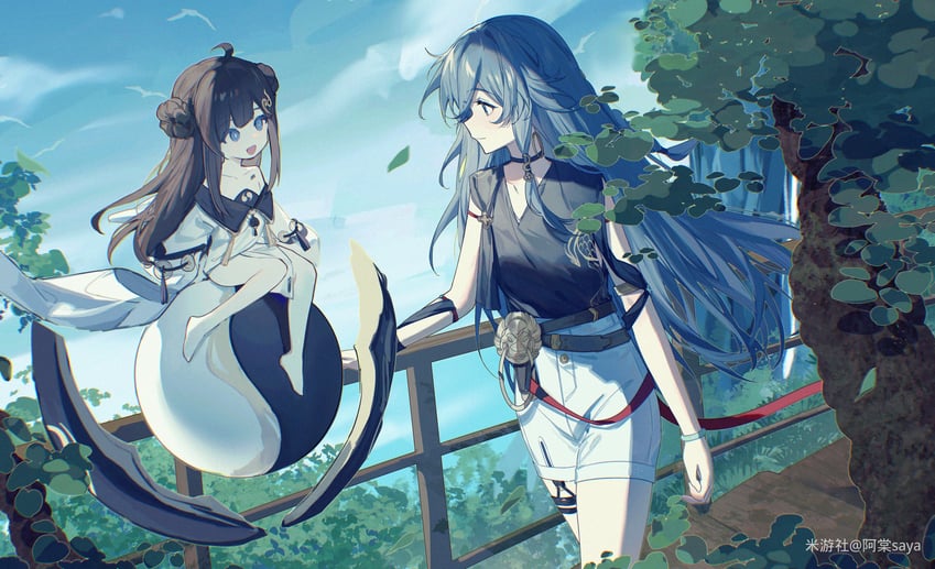 fu hua and book of fuxi (honkai and 1 more) drawn by saya_atang