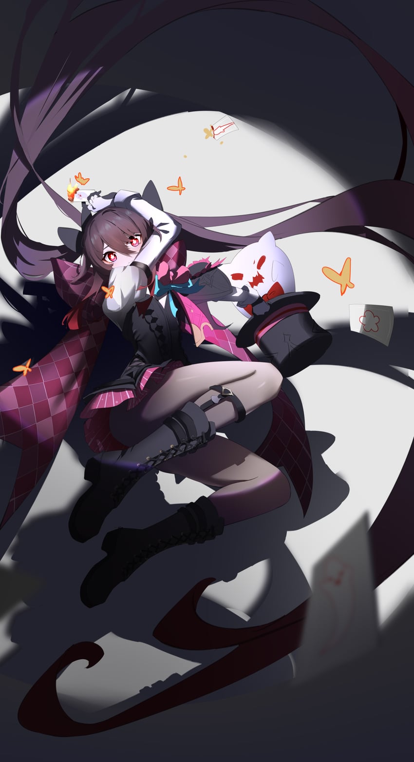 hu tao, boo tao, and lynette (genshin impact) drawn by qixia