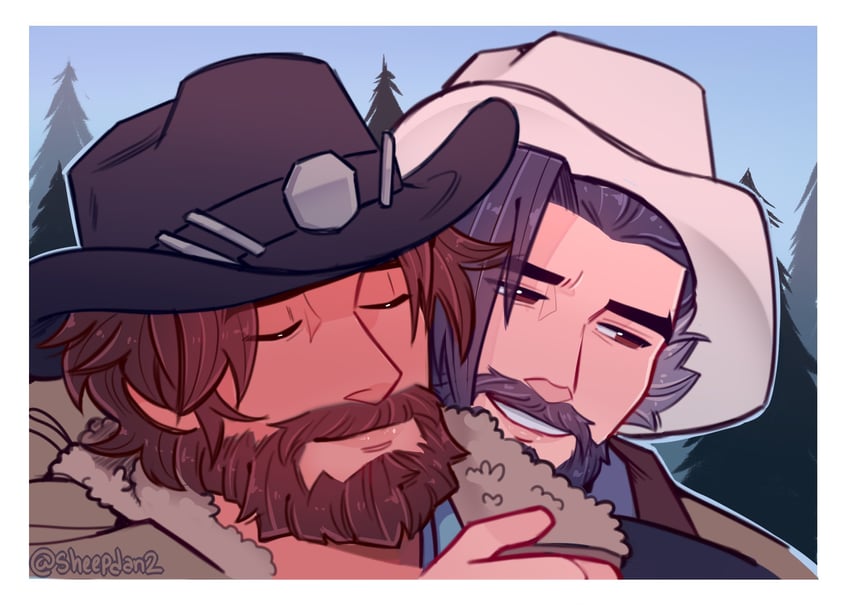 cassidy and hanzo (overwatch and 1 more) drawn by danny_(sheepdan2)