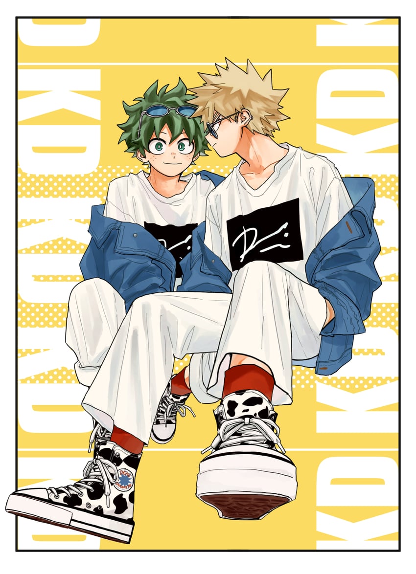 midoriya izuku and bakugou katsuki (boku no hero academia) drawn by hkt26as