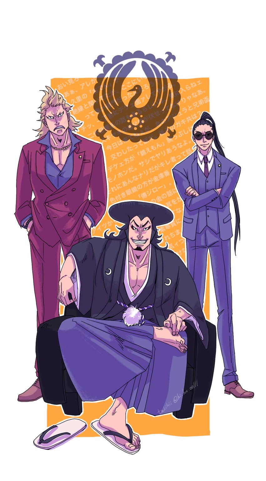 kouzuki oden, kinemon, and denjirou (one piece) drawn by hellsska