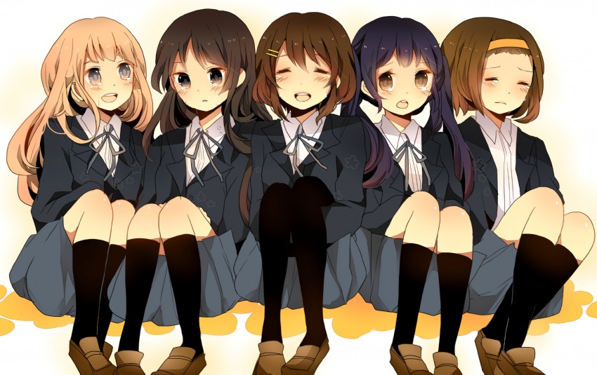 akiyama mio, nakano azusa, hirasawa yui, tainaka ritsu, and kotobuki tsumugi (k-on!) drawn by komine