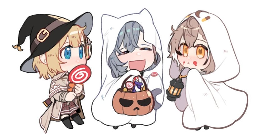 nanashi mumei, watson amelia, vestia zeta, smol ame, and boomei (hololive and 2 more) drawn by eus_ing