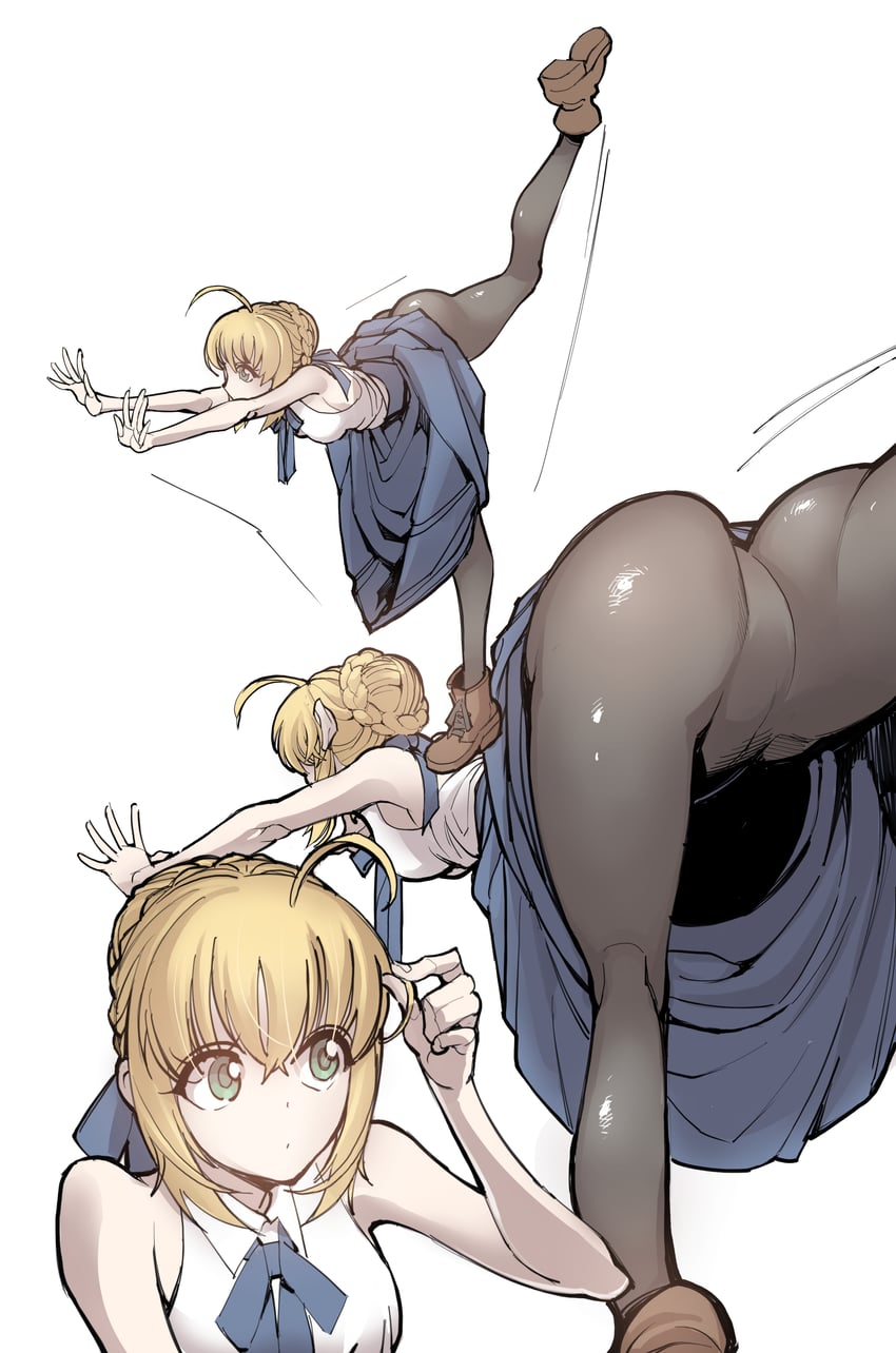 artoria pendragon and saber (fate and 1 more) drawn by little_mojoi