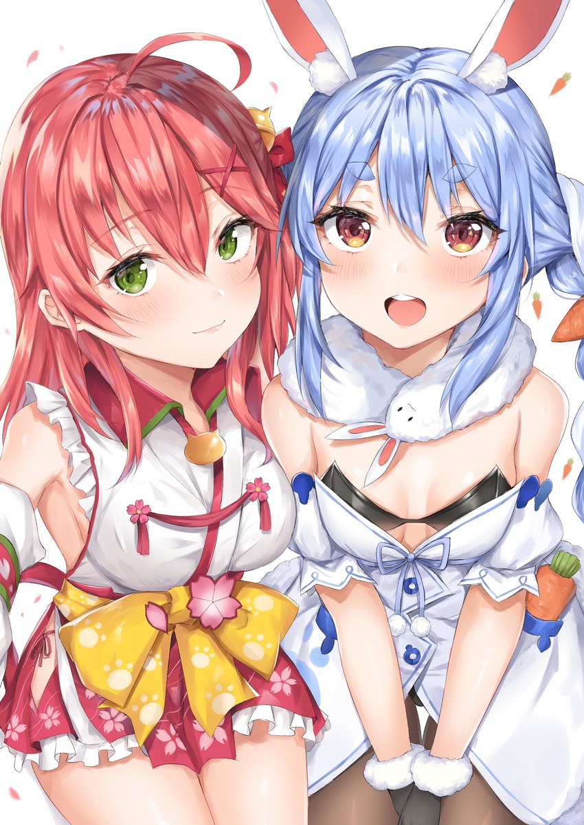 usada pekora, sakura miko, and don-chan (hololive) drawn by coffeedog