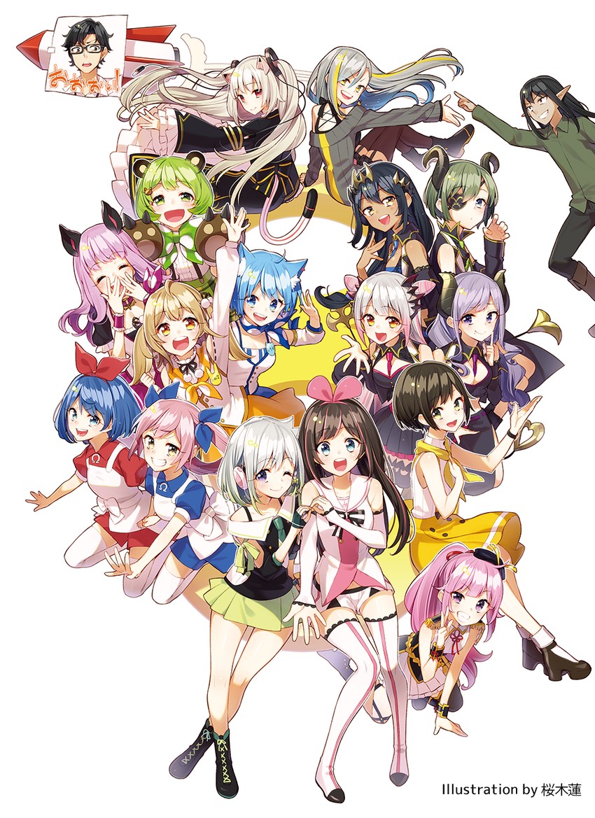 kizuna ai, suou patra, saionji mary, sekishiro mico, souya ichika, and 12 more (nanashi inc. and 7 more) drawn by sakuragi_ren