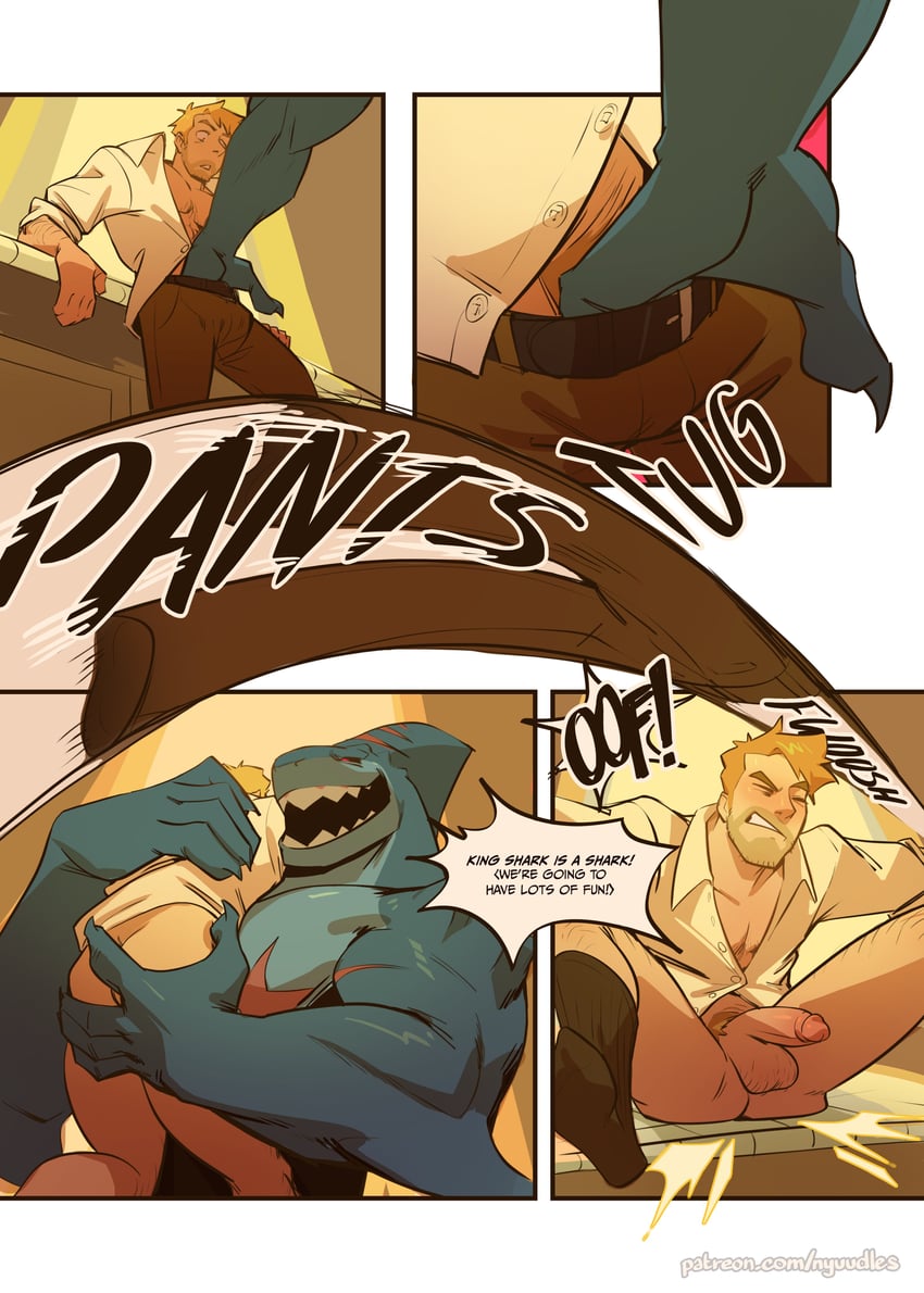 john constantine and king shark (dc comics) drawn by nyuudles