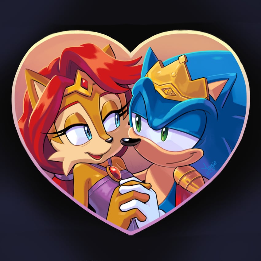 sonic the hedgehog and sally acorn (sonic and 1 more) drawn by angiethecat