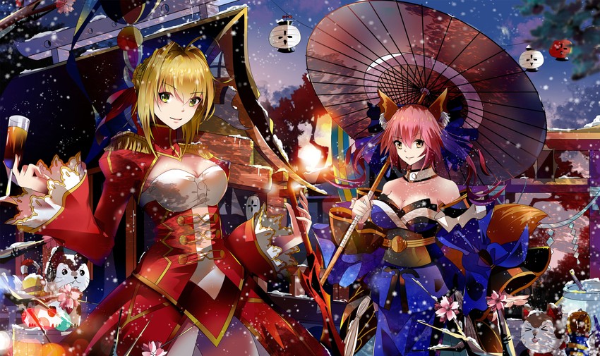 tamamo, nero claudius, and tamamo no mae (fate and 3 more) drawn by seiya_asakami