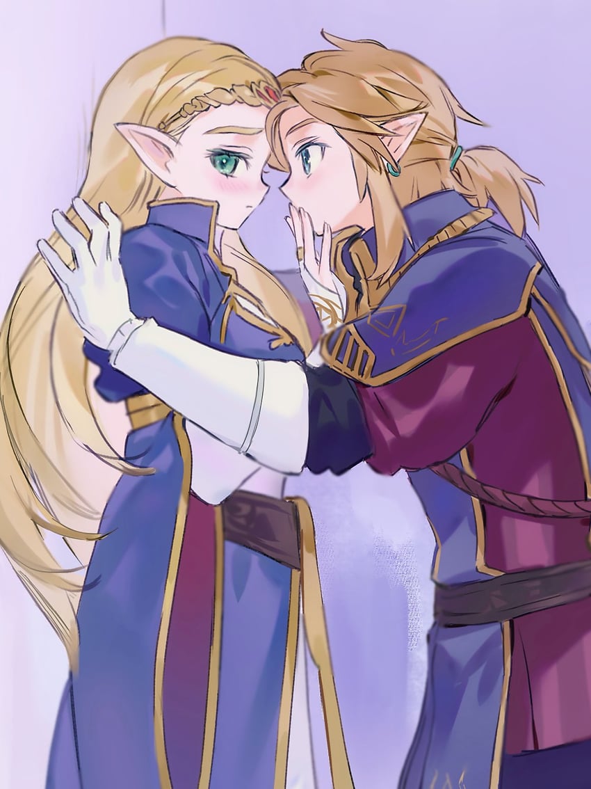 link and princess zelda (the legend of zelda and 1 more) drawn by opleillle
