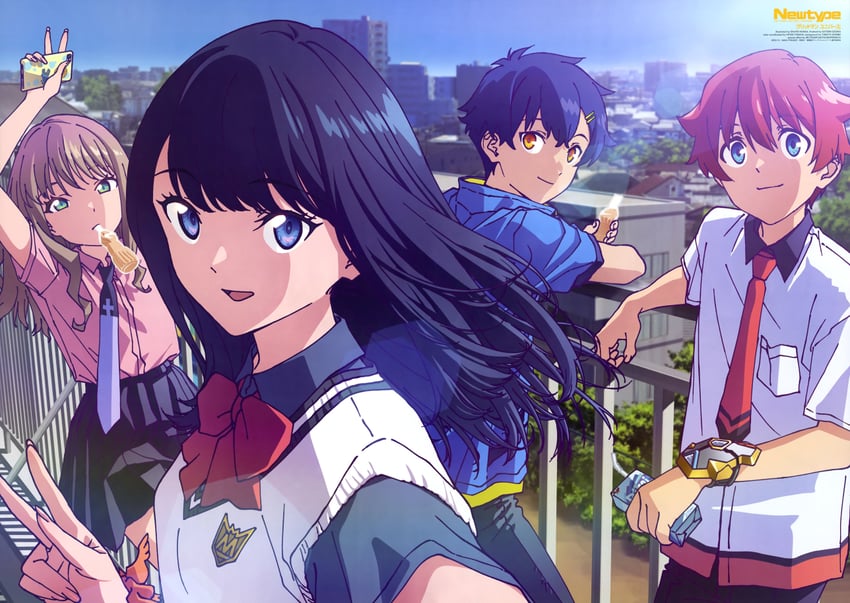 takarada rikka, minami yume, hibiki yuuta, and asanaka yomogi (gridman universe and 3 more) drawn by handa_shuuhei