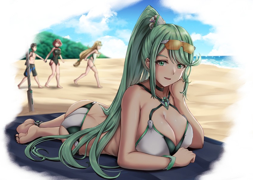 rex, pyra, pneuma, and mythra (xenoblade chronicles and 1 more) drawn by diehong