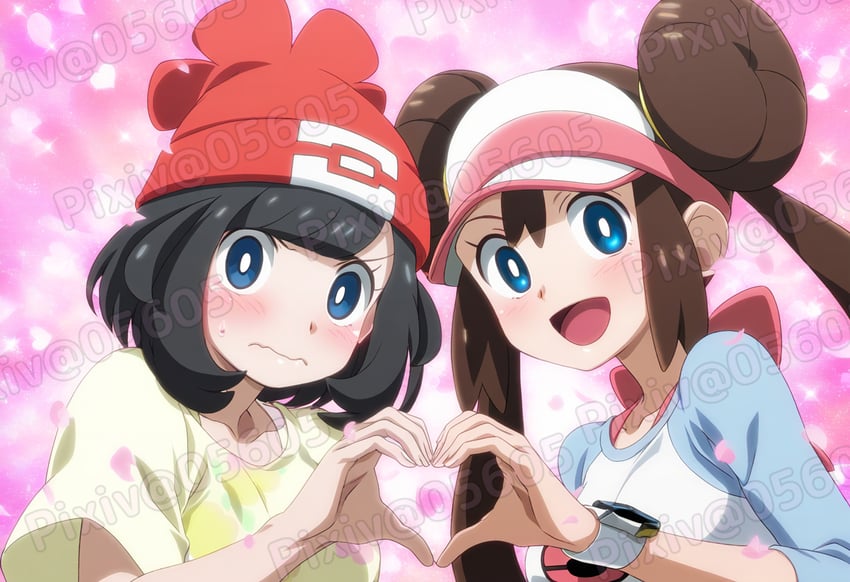 rosa and selene (pokemon and 1 more) drawn by pixiv@05605