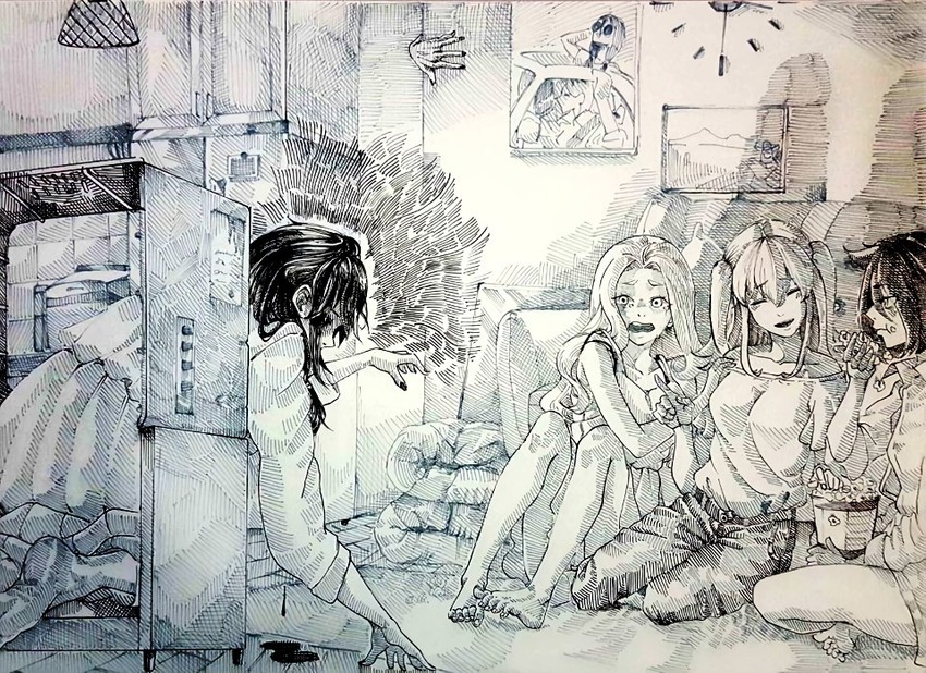 kuroki tomoko, tamura yuri, nemoto hina, and okada akane (watashi ga motenai no wa dou kangaetemo omaera ga warui! and 1 more) drawn by snarkhunt
