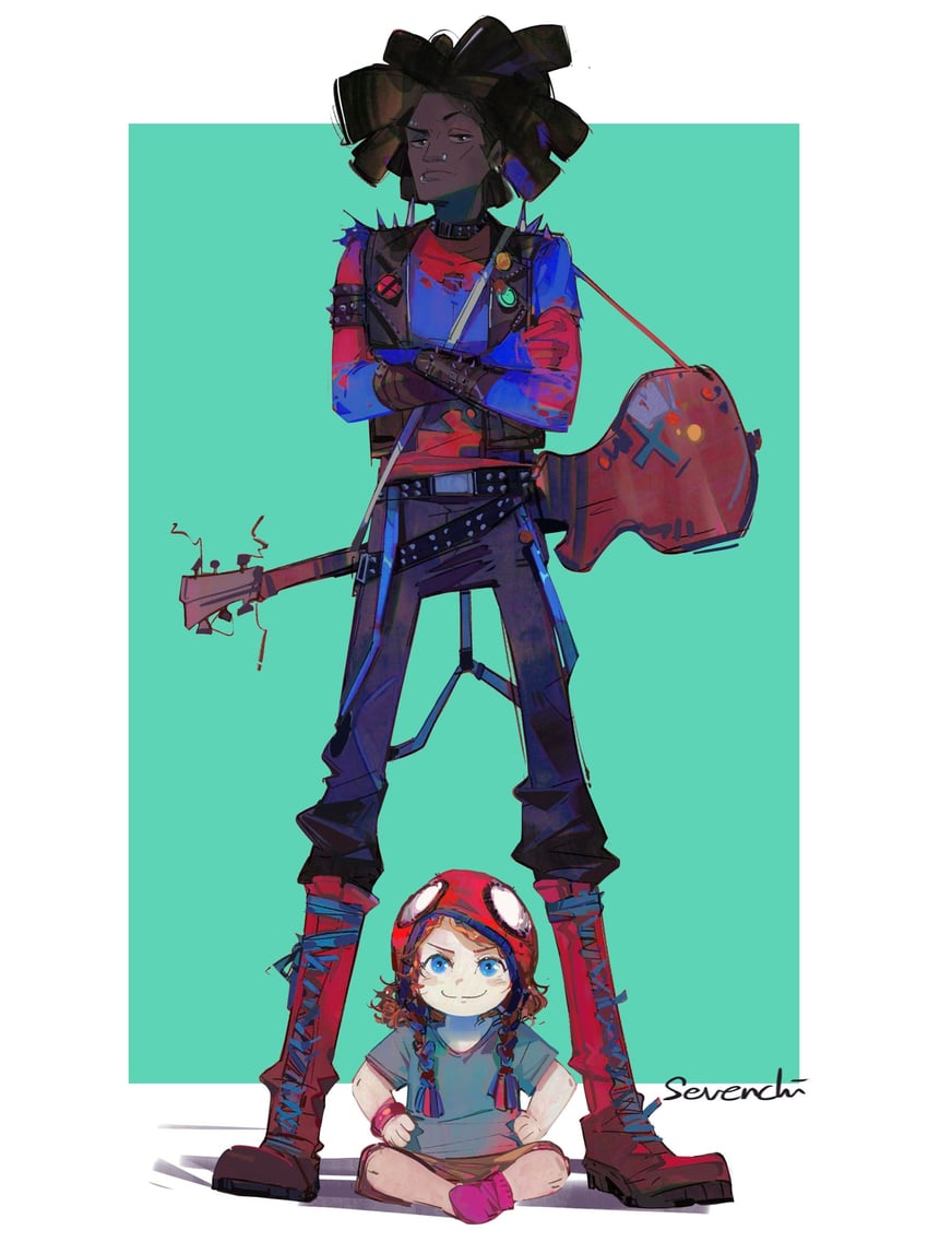 mayday parker, spider-punk, and hobie brown (marvel and 3 more) drawn by sevenchi