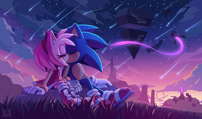 sonic the hedgehog and amy rose (sonic) drawn by drstarline
