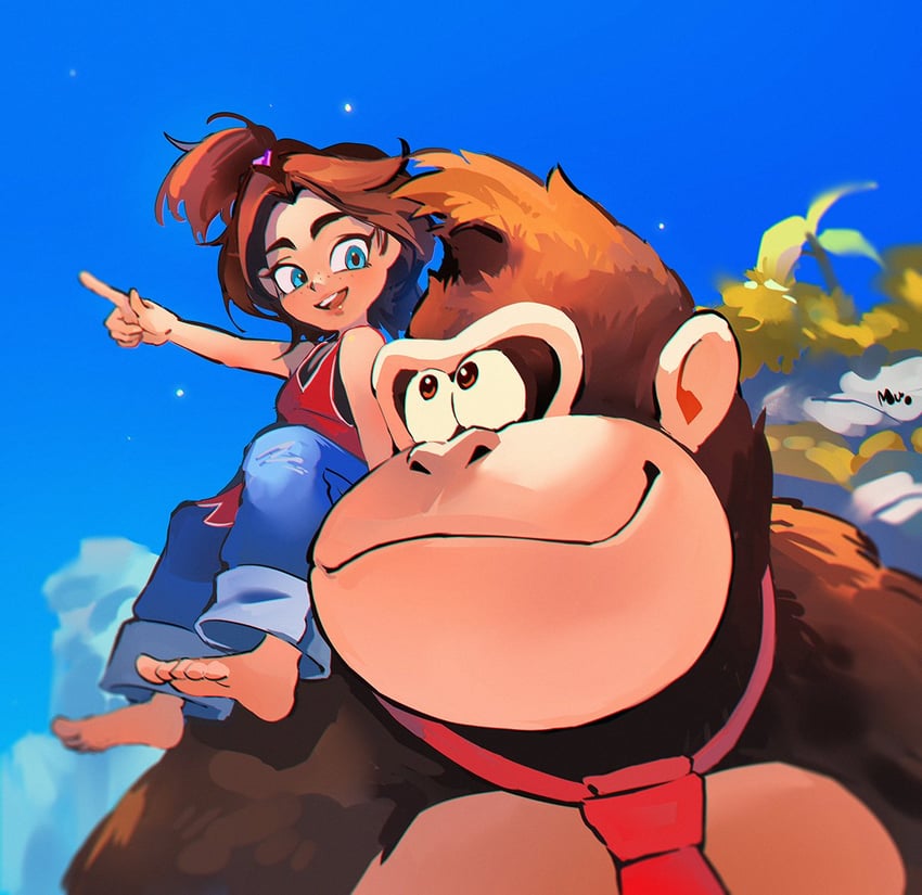 donkey kong and pauline (donkey kong and 1 more) drawn by mu_(mu_963)