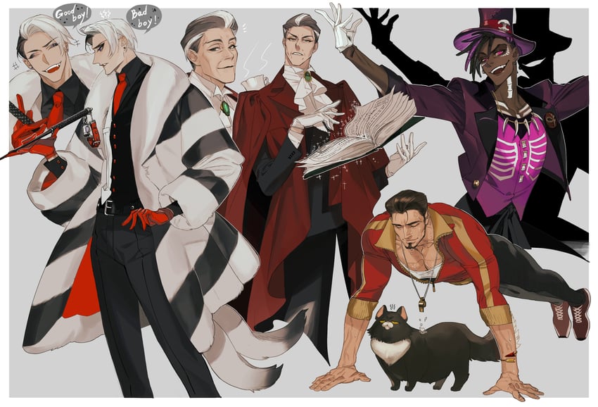 divus crewel, sam, lucius, mozus trein, and ashton vargas (twisted wonderland) drawn by kaifei_(kaifei_29)