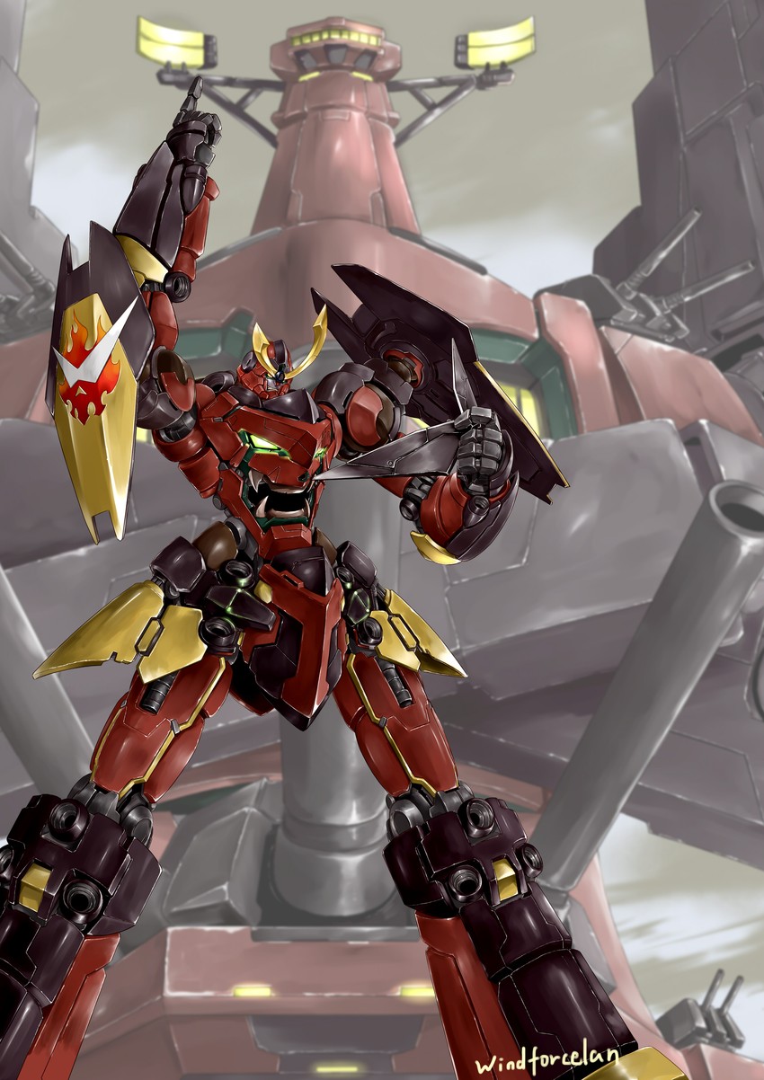 gurren-lagann and dai-gurren (tengen toppa gurren lagann) drawn by windforcelan