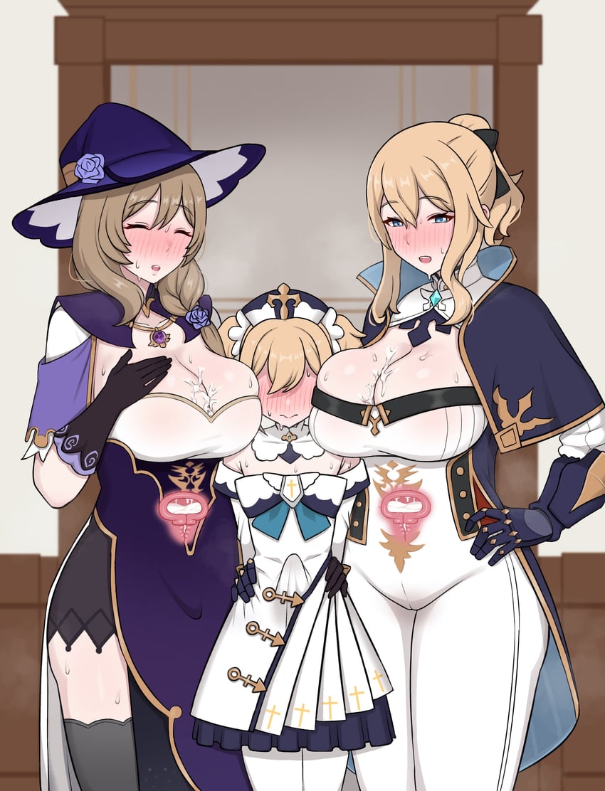 barbara, jean, and lisa (genshin impact) drawn by souichi_19