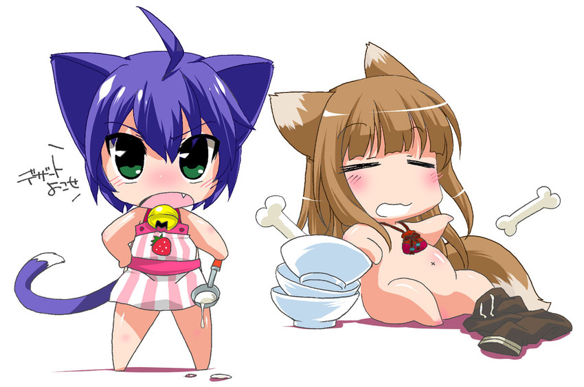 holo and midarezaki kyouka (spice and wolf and 1 more) drawn by ikuta_takanon