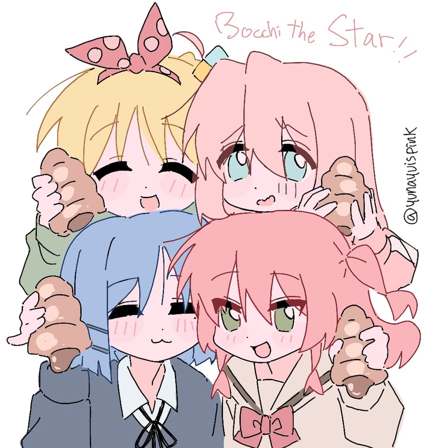 gotoh hitori, kita ikuyo, ijichi nijika, and yamada ryo (bocchi the rock! and 1 more) drawn by yunayuispink