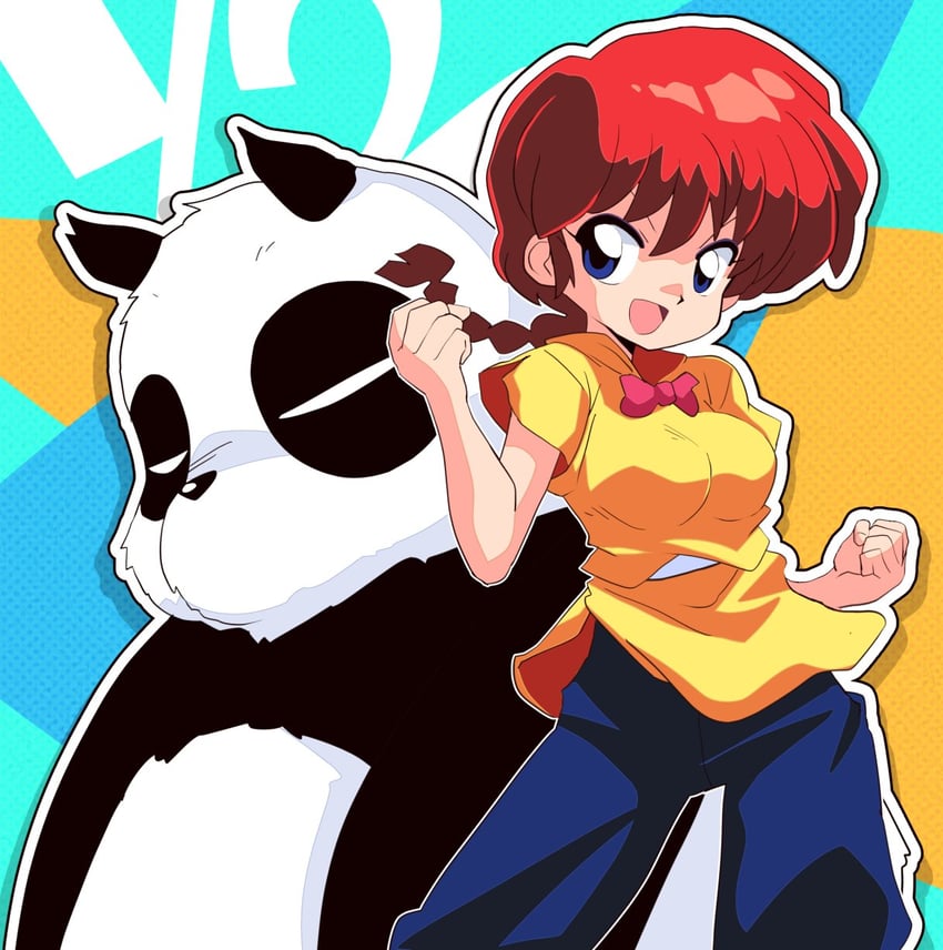 ranma-chan and saotome genma (ranma 1/2) drawn by sakurajyousui_nami