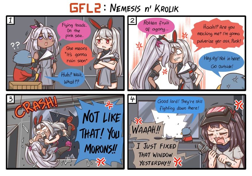 commander, krolik, nemesis, little blue, mayling shen, and 1 more (girls' frontline and 1 more) drawn by guin_guin