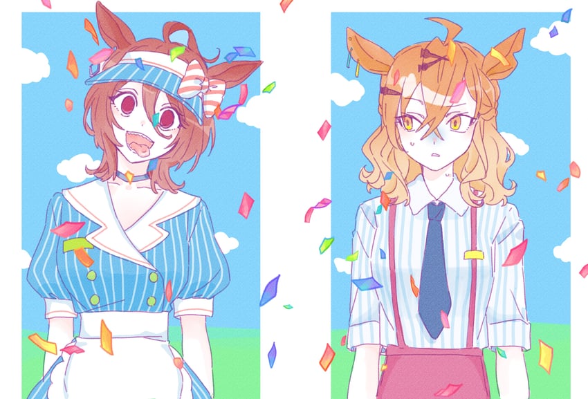 agnes tachyon and jungle pocket (umamusume and 1 more) drawn by seila_rei