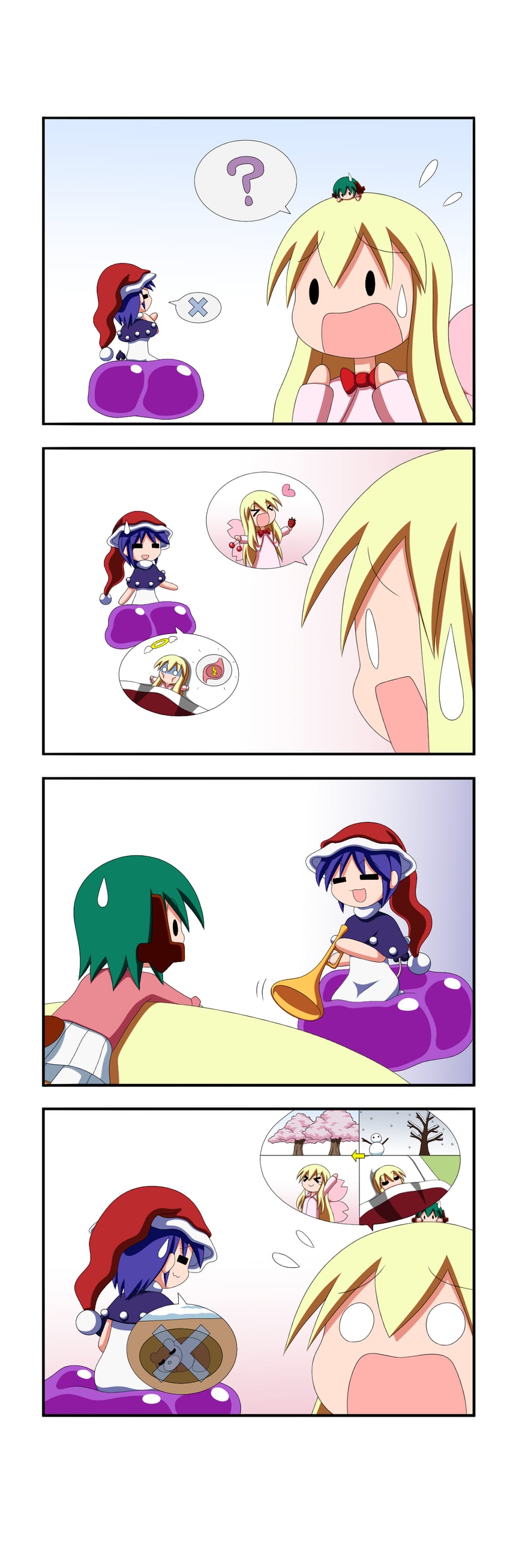 kasodani kyouko, lily white, and doremy sweet (touhou) drawn by rakugaki-biyori
