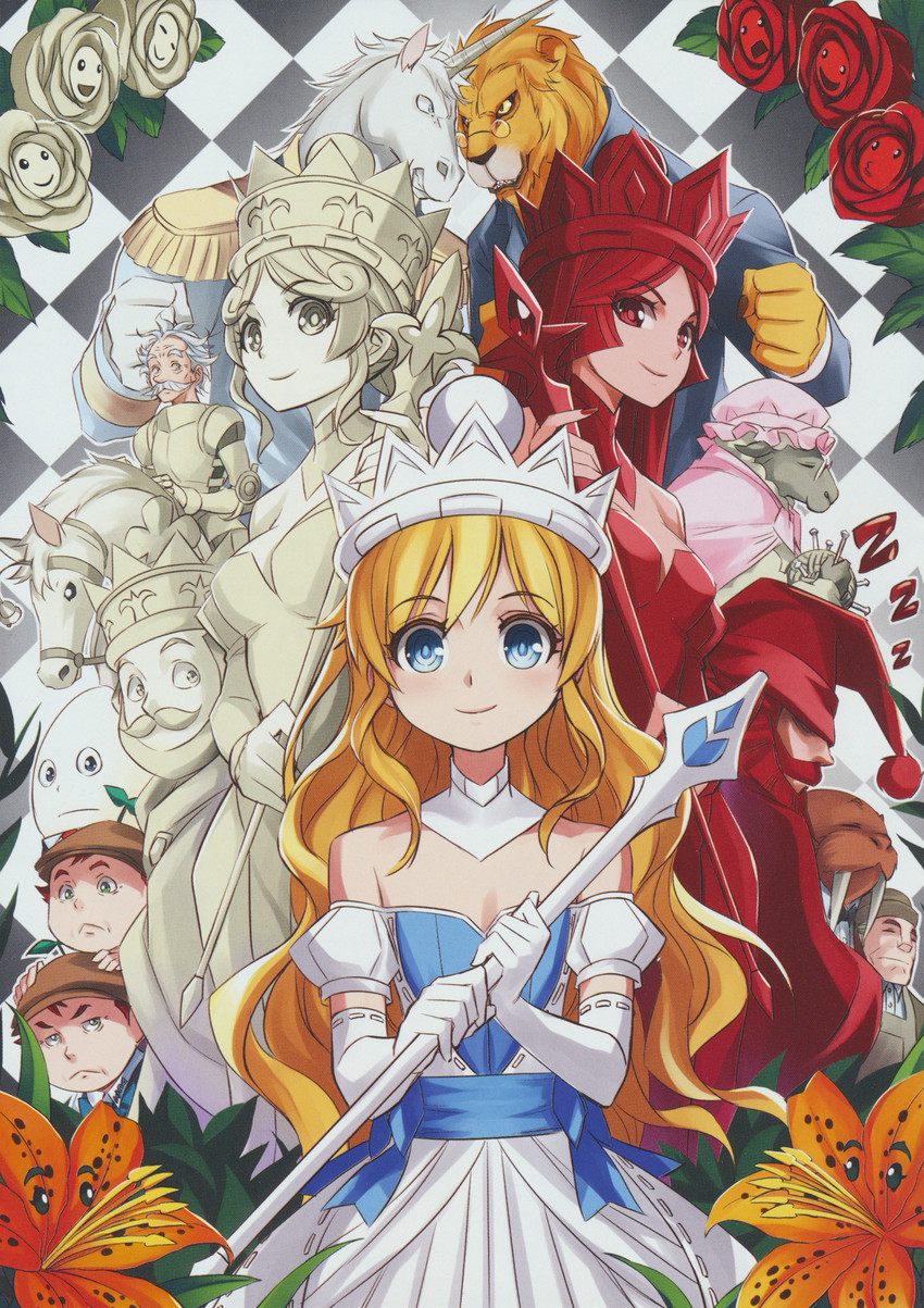alice, humpty dumpty, tweedledee, tweedledum, red queen, and 2 more (alice's adventures in wonderland) drawn by kriss_sison
