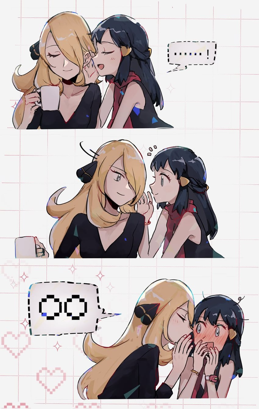 dawn and cynthia (pokemon and 1 more) drawn by chikiso