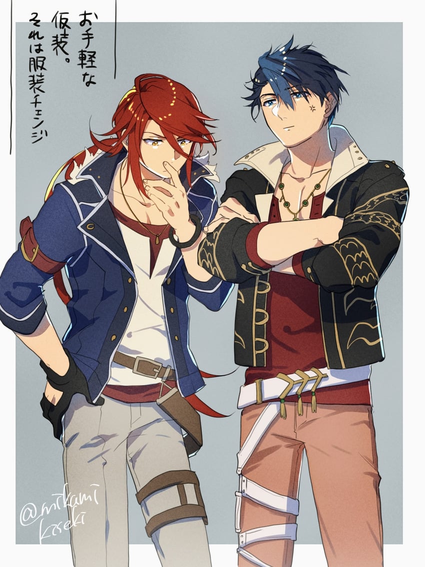 van arkride and aaron wei (eiyuu densetsu and 2 more) drawn by mikamikiseki