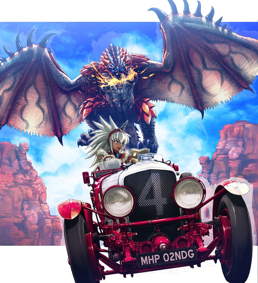 monster hunter, player palico, and rathalos (monster hunter) drawn by boyaking