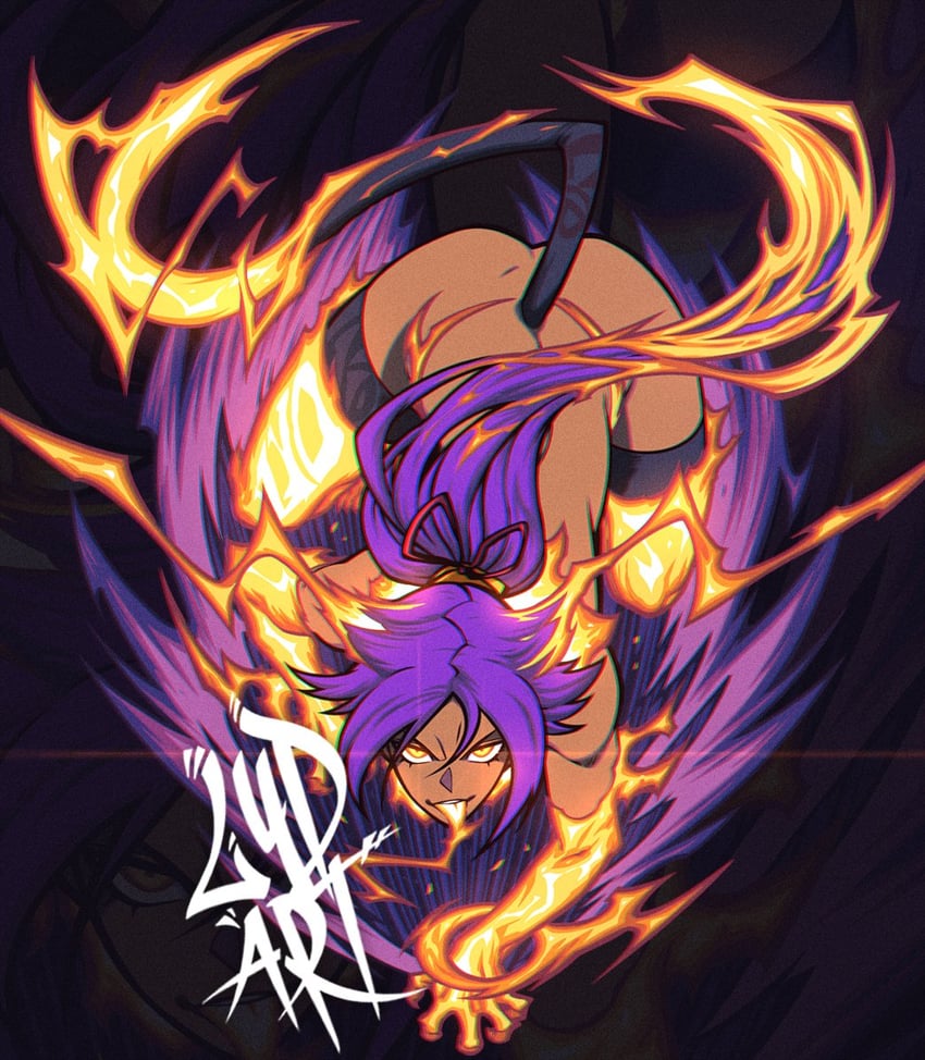shihouin yoruichi (bleach and 1 more) drawn by lydart_mclo