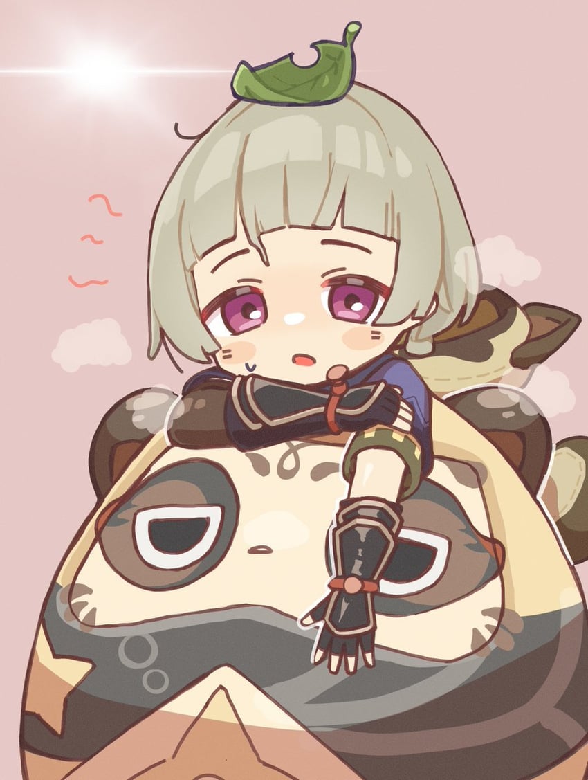 sayu and muji-muji daruma (genshin impact) drawn by ta93ura