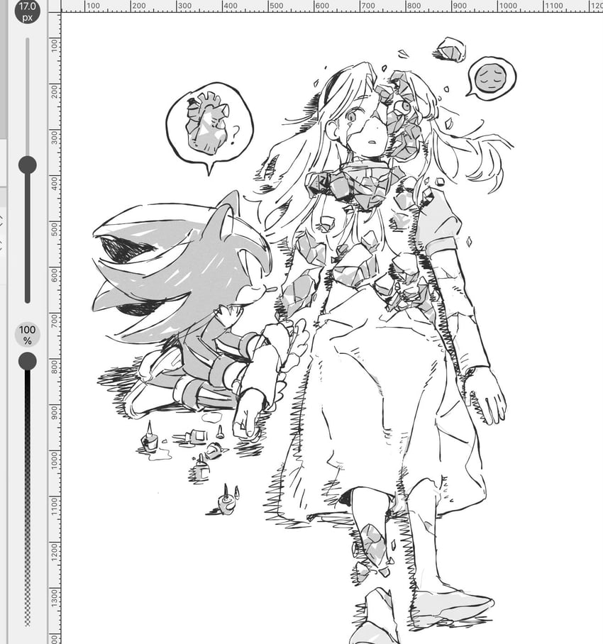 shadow the hedgehog and maria robotnik (sonic) drawn by bac0n_pancakes