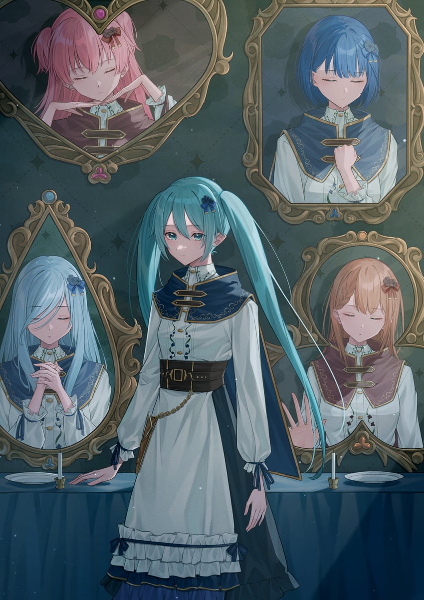 hatsune miku, hanasato minori, kiritani haruka, momoi airi, and hinomori shizuku (vocaloid and 1 more) drawn by isana615