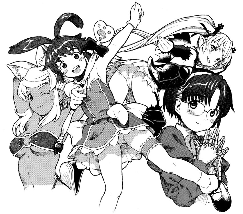 liru, pachira, uma, and aiko (renkin san-kyuu magical pokaan) drawn by yug_(ekaki)