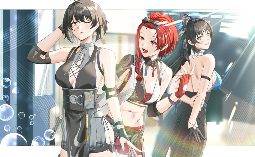 rover, female rover, yangyang, and chixia (wuthering waves) drawn by anoreika_tomoe