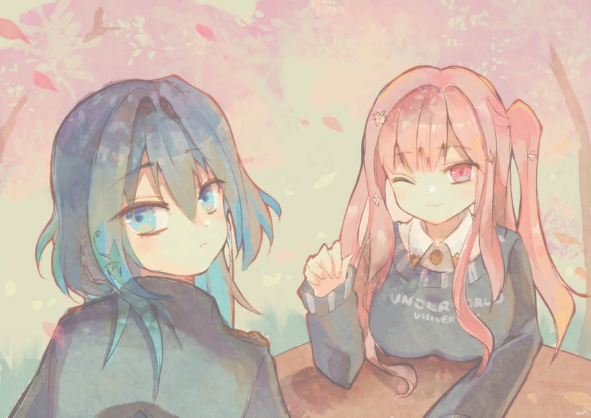 mori calliope and ouro kronii (hololive and 1 more) drawn by asashi_kaede