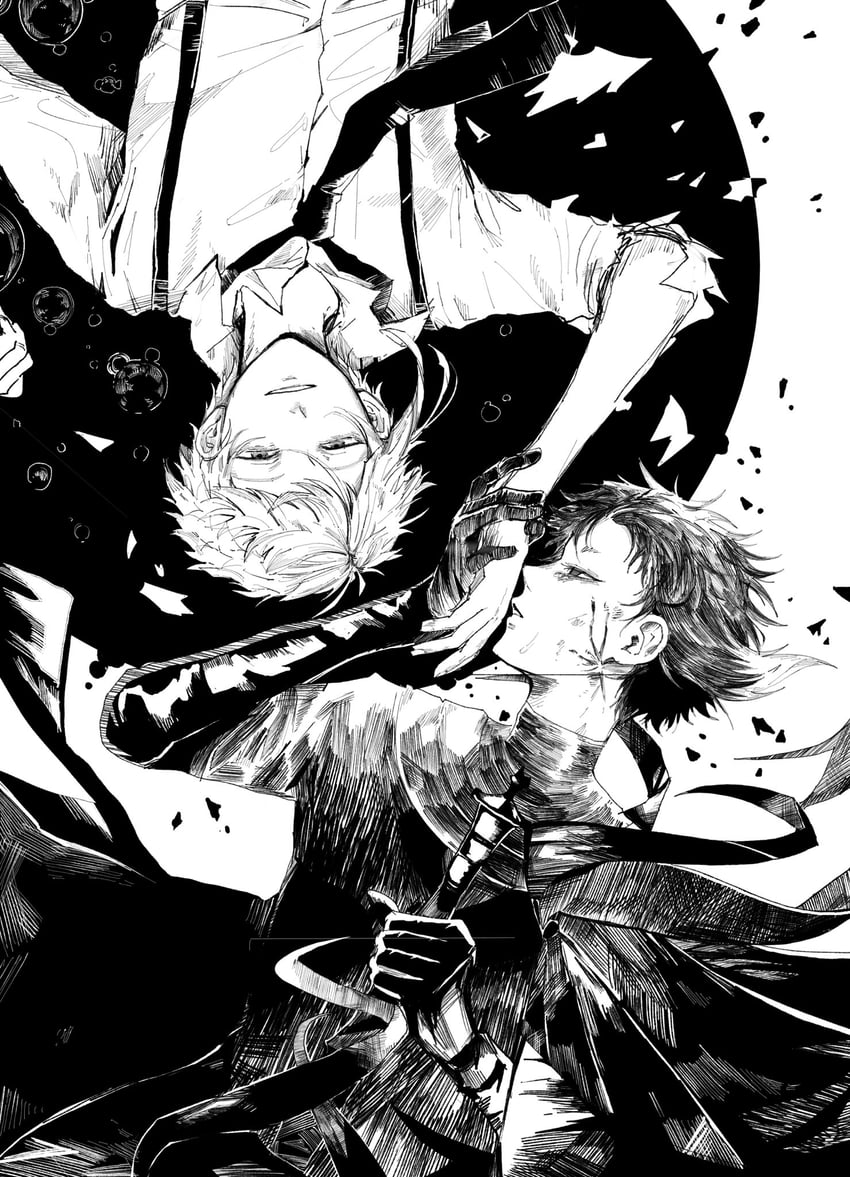 nakajima atsushi and akutagawa ryuunosuke (bungou stray dogs) drawn by nikoeqo
