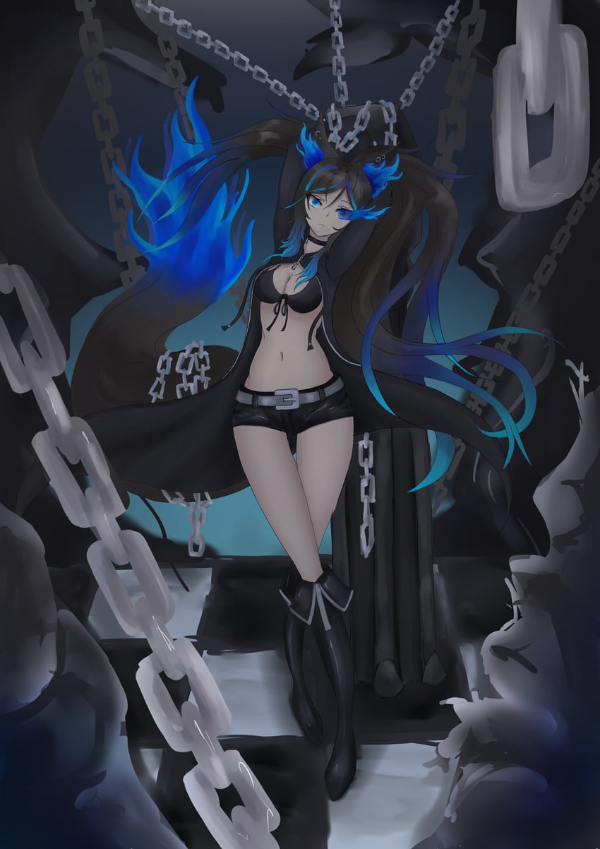 black rock shooter and sinder (indie virtual youtuber and 1 more) drawn by pmapirate