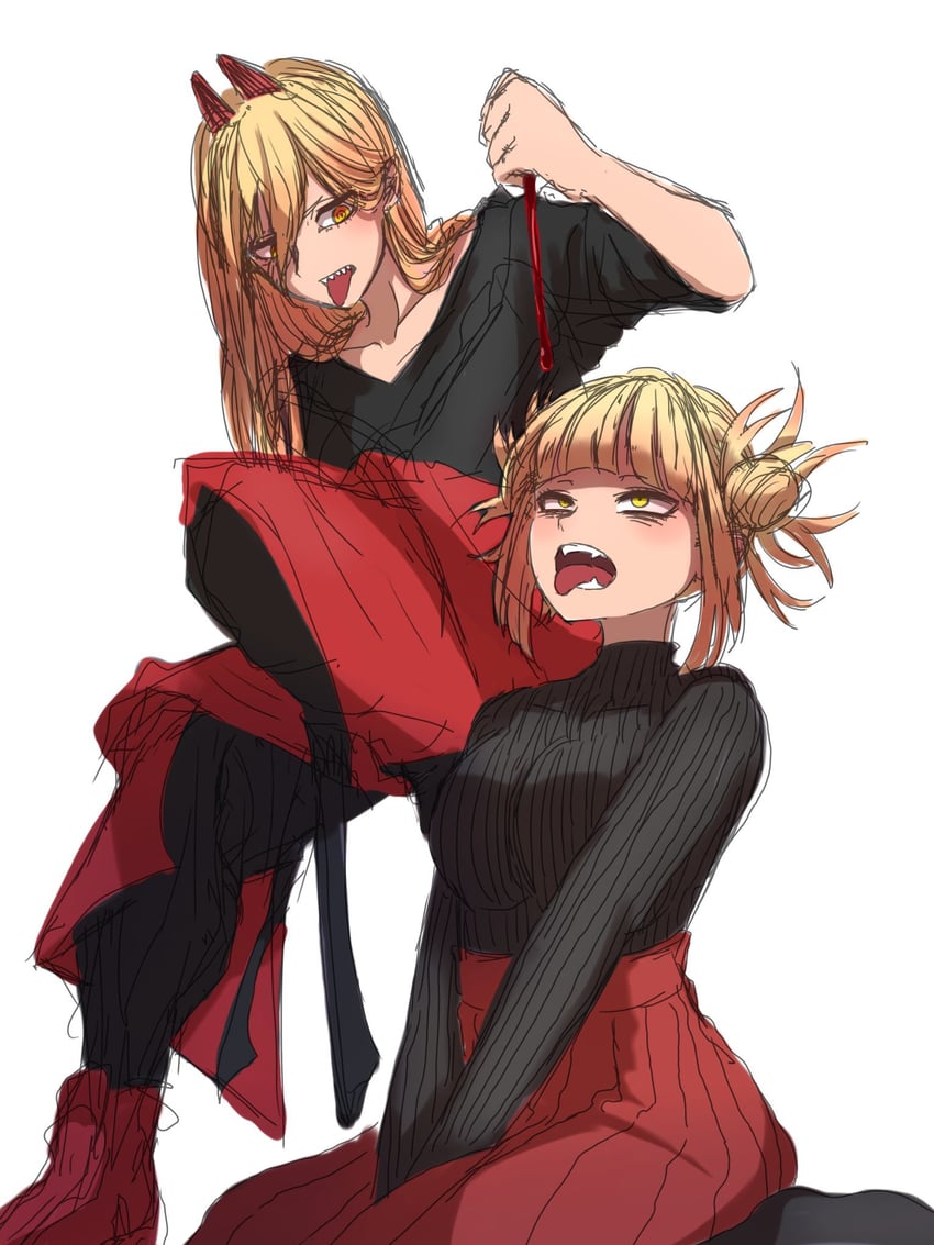 power and toga himiko (boku no hero academia and 1 more) drawn by ginjaeru