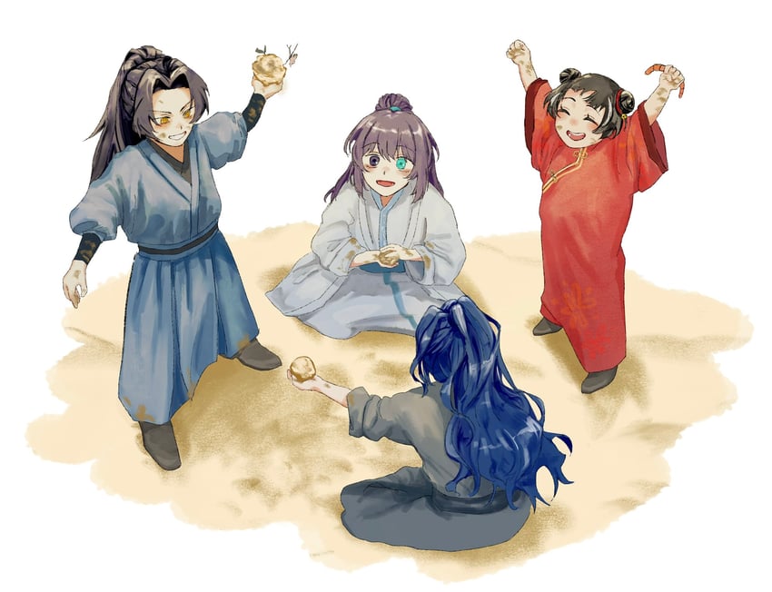 hong lu, jia xichun, lin daiyu, and daguanyuan's jia huan (project moon and 1 more) drawn by qqqqpeach