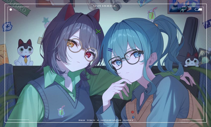 hoshimachi suisei, inui toko, and banken (hololive and 2 more) drawn by yuki_hare1130