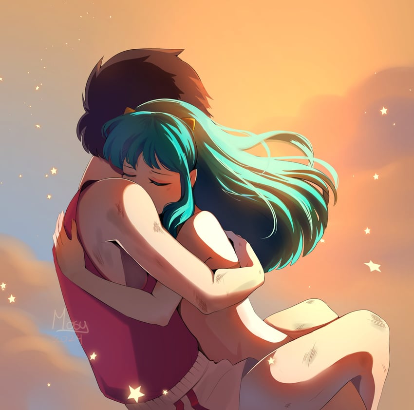 lum and moroboshi ataru (urusei yatsura) drawn by mosyart