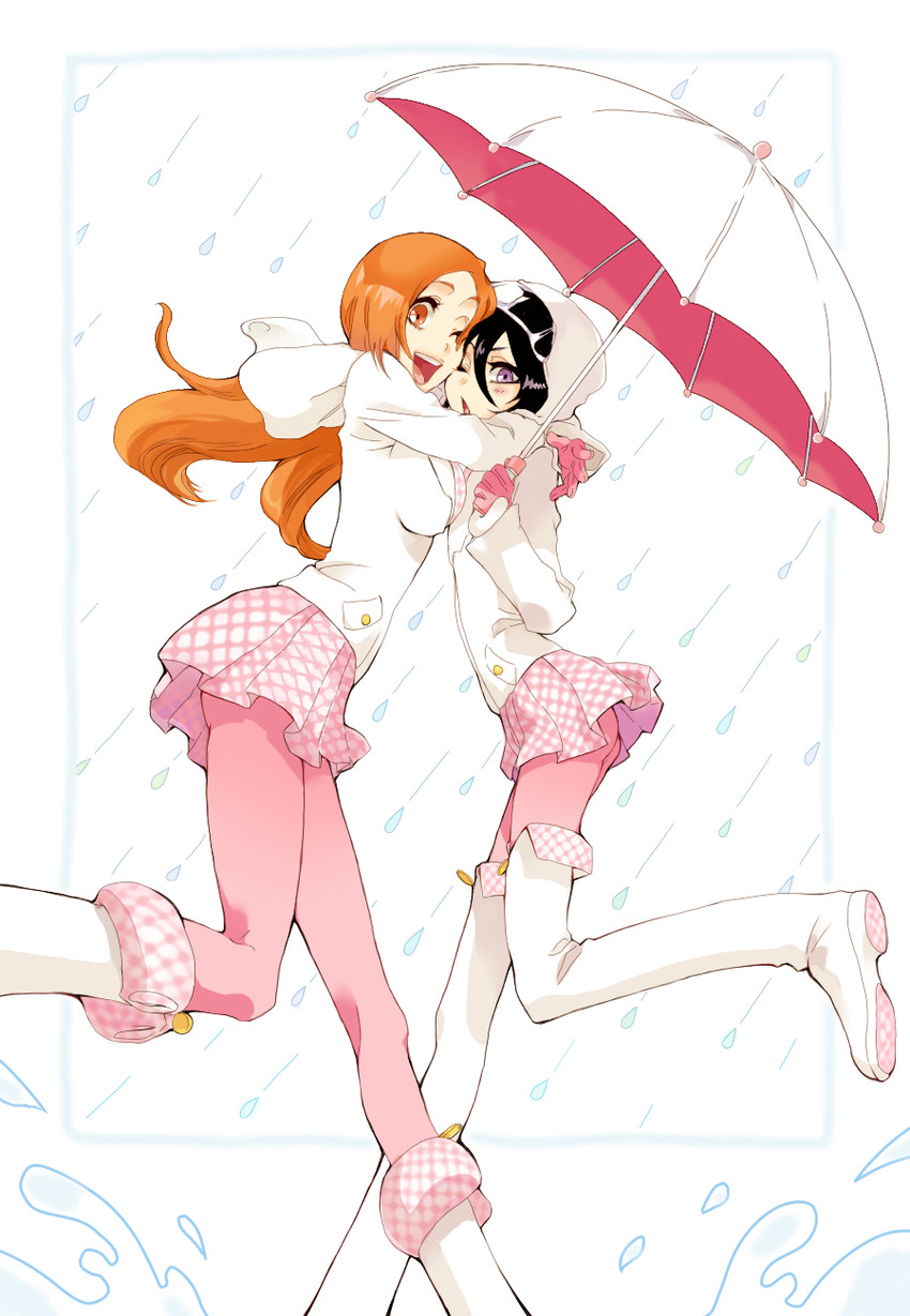 kuchiki rukia and inoue orihime (bleach) drawn by souno_kazuki